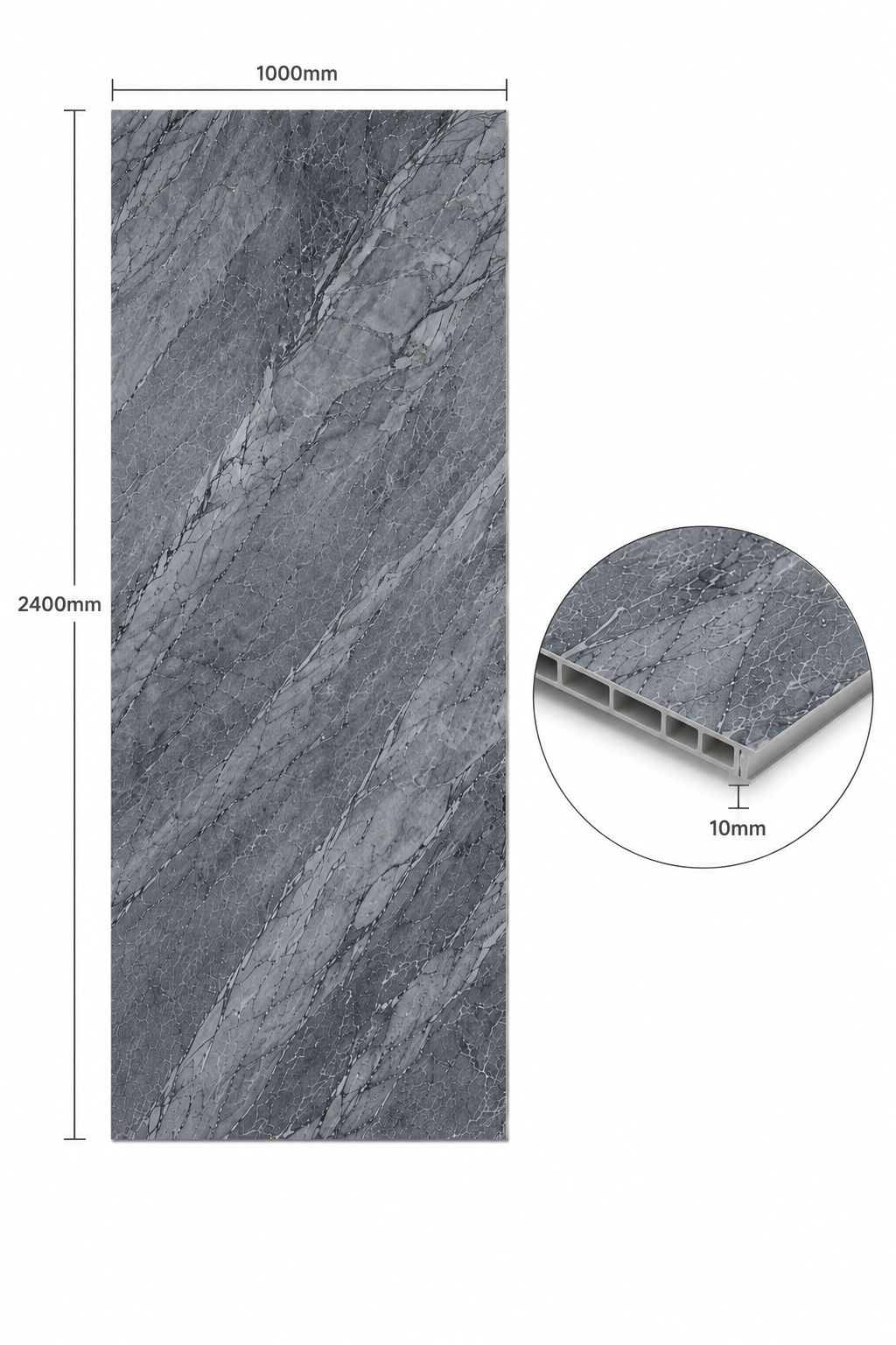 London Mist Slate Matt PVC Kitchen Shower Wall Panel 2400mm x 1000mm x 10mm