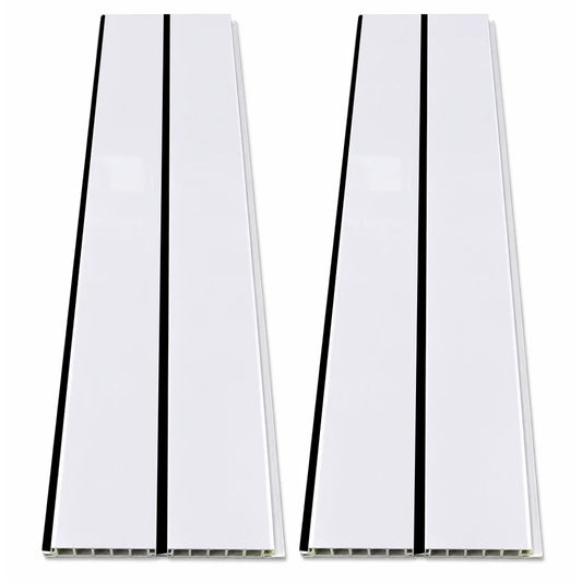 6 Pack 8mm White With Black Lines Gloss 2.7m Ceiling Cladding Panel