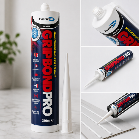 Gripbond Pro White - All-in-One Universal Hybrid Sealant and Adhesive - EU3 310 Millilitre Cartridge, 1 x Tube