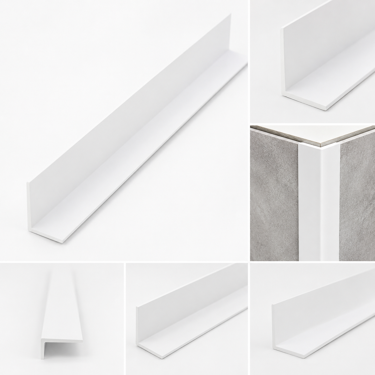 L Shape White PVC Waterproof Shower Wall Panel Trim 2400mm x 10mm