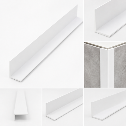 L Shape White PVC Waterproof Shower Wall Panel Trim 2400mm x 10mm