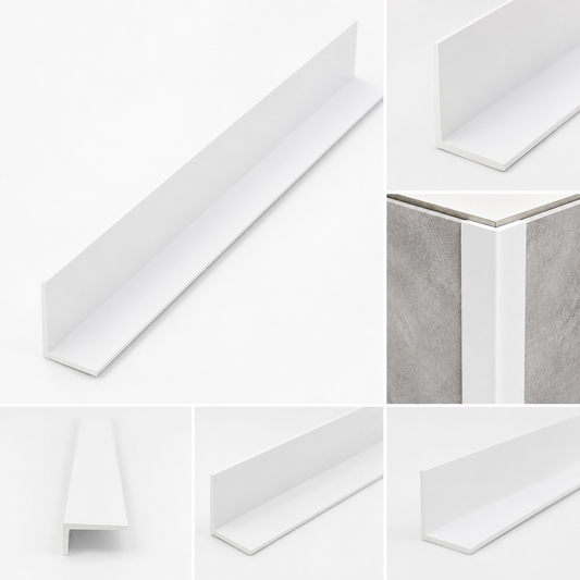 L Shape White PVC Waterproof Shower Wall Panel Trim 2400mm x 10mm