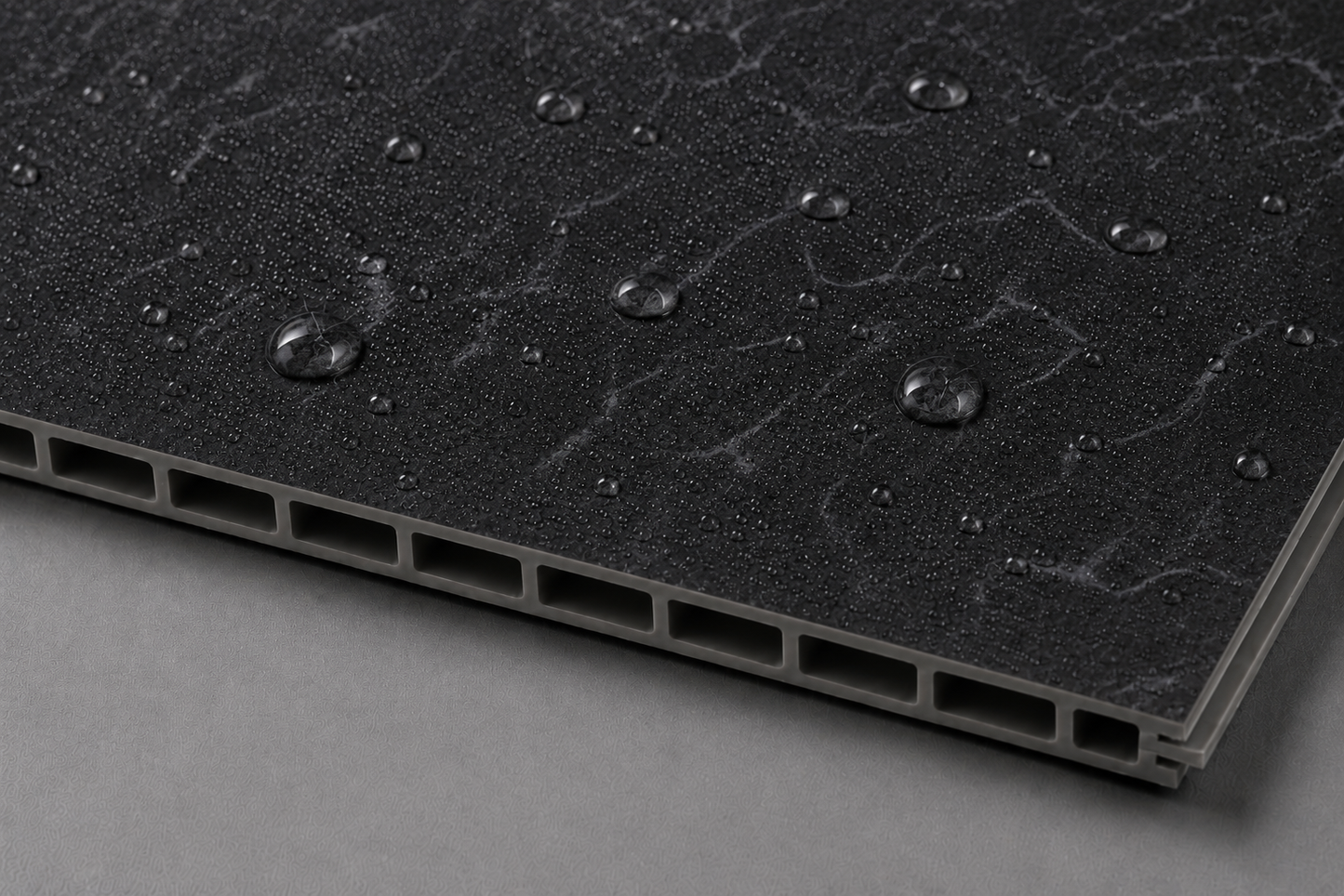 Solid Core Water Wave Black Waterproof Tongue & Groove Shower Wall Panel 2400mmx1000mmx10mm