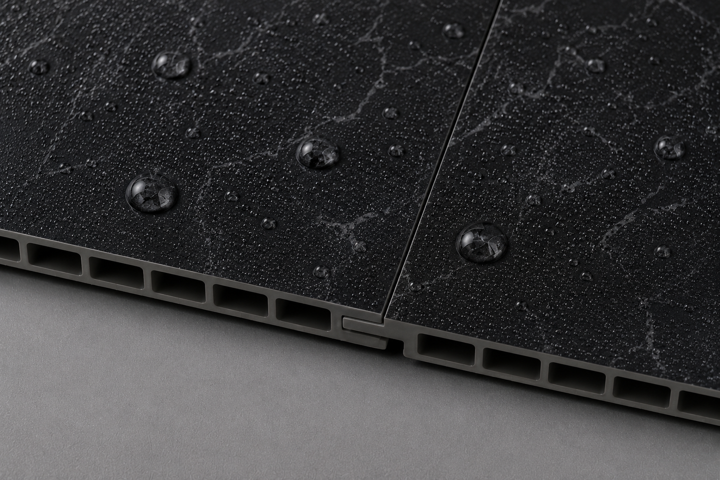 Solid Core Water Wave Black Waterproof Tongue & Groove Shower Wall Panel 2400mmx1000mmx10mm