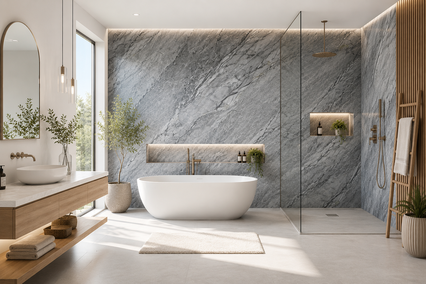 London Mist Slate Matt PVC Kitchen Shower Wall Panel 2400mm x 1000mm x 10mm