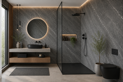 Deluxe Pieta Anthracite Matt PVC Kitchen Shower Wall Panel 2400mm x 1000mm x 10mm