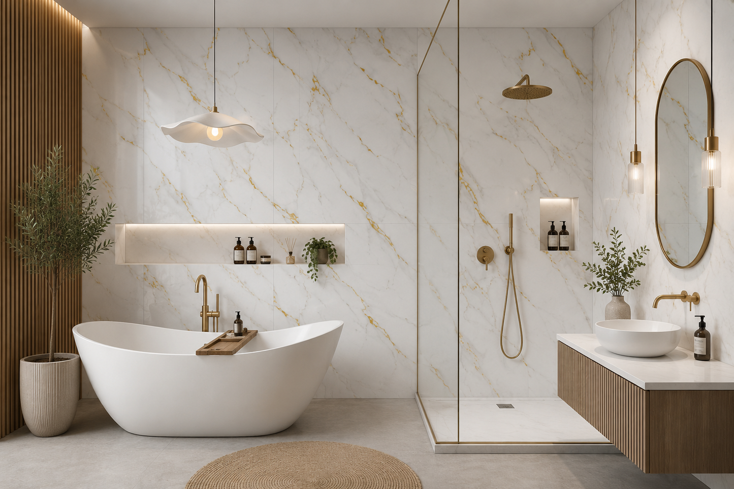 Deluxe Glided Gold Matt PVC Kitchen Shower Wall Panel 2400mm x 1000mm x 10mm