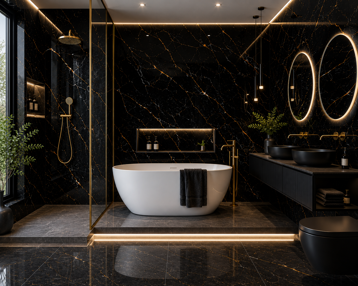 Laketon Grey Gold Gloss PVC Kitchen Shower Wall Panel 2400mm x 1000mm x 10mm
