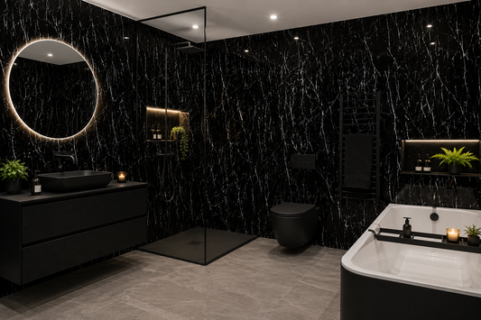 Black Calacatta Kitchen Bathroom Solid Wall Panel 2400mm x 1220mm x 10mm
