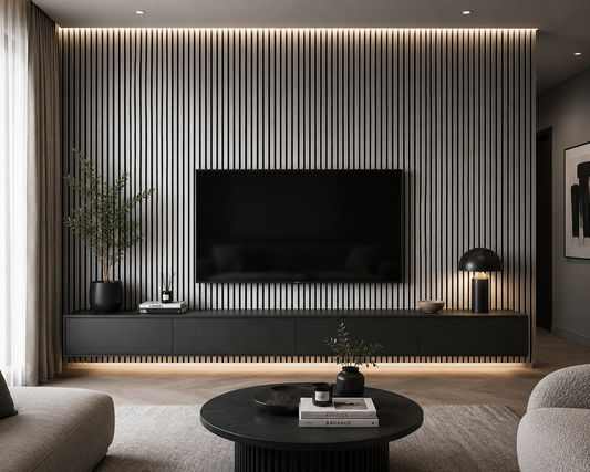 Silver Sound Absorbing Acoustic Slatted Wall Panel 2.4m x 0.6m