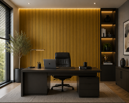Golden Acoustic Wall Panel - Sound Absorbing Slat Wall Panel 2.4m x 0.6m