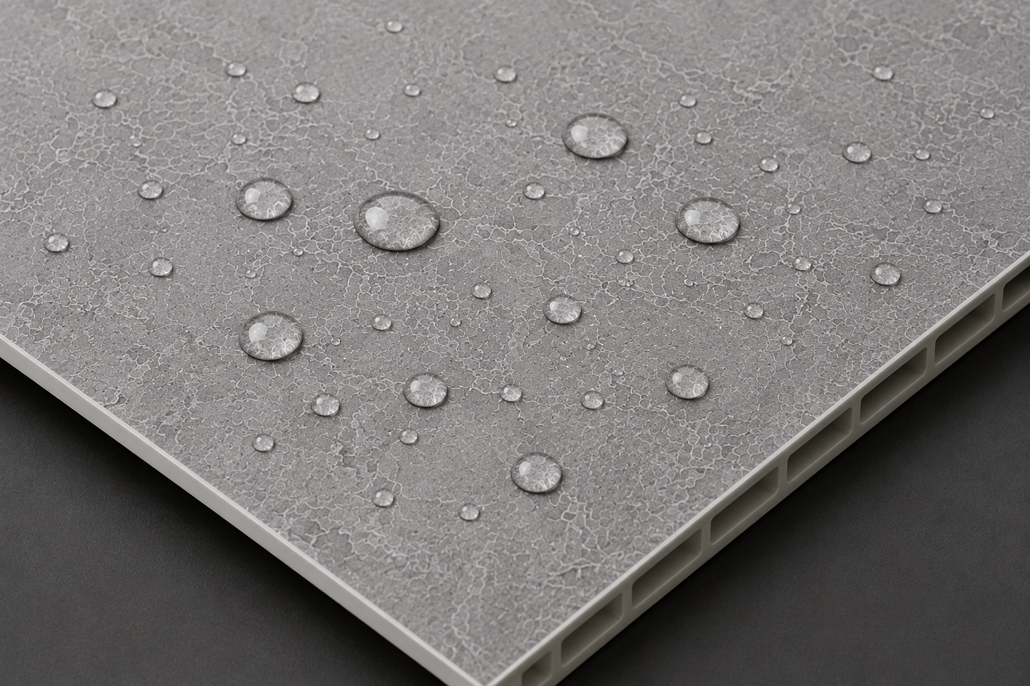 Concrete Grey Tile Effect Gloss Finish PVC Kitchen Shower Wall Panel 2400mm x 600mm x 10mm
