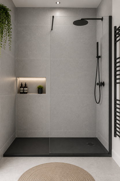 Concrete Grey Tile Effect Matt Finish PVC Kitchen Shower Wall Panel 2400mm x 600mm x 10mm
