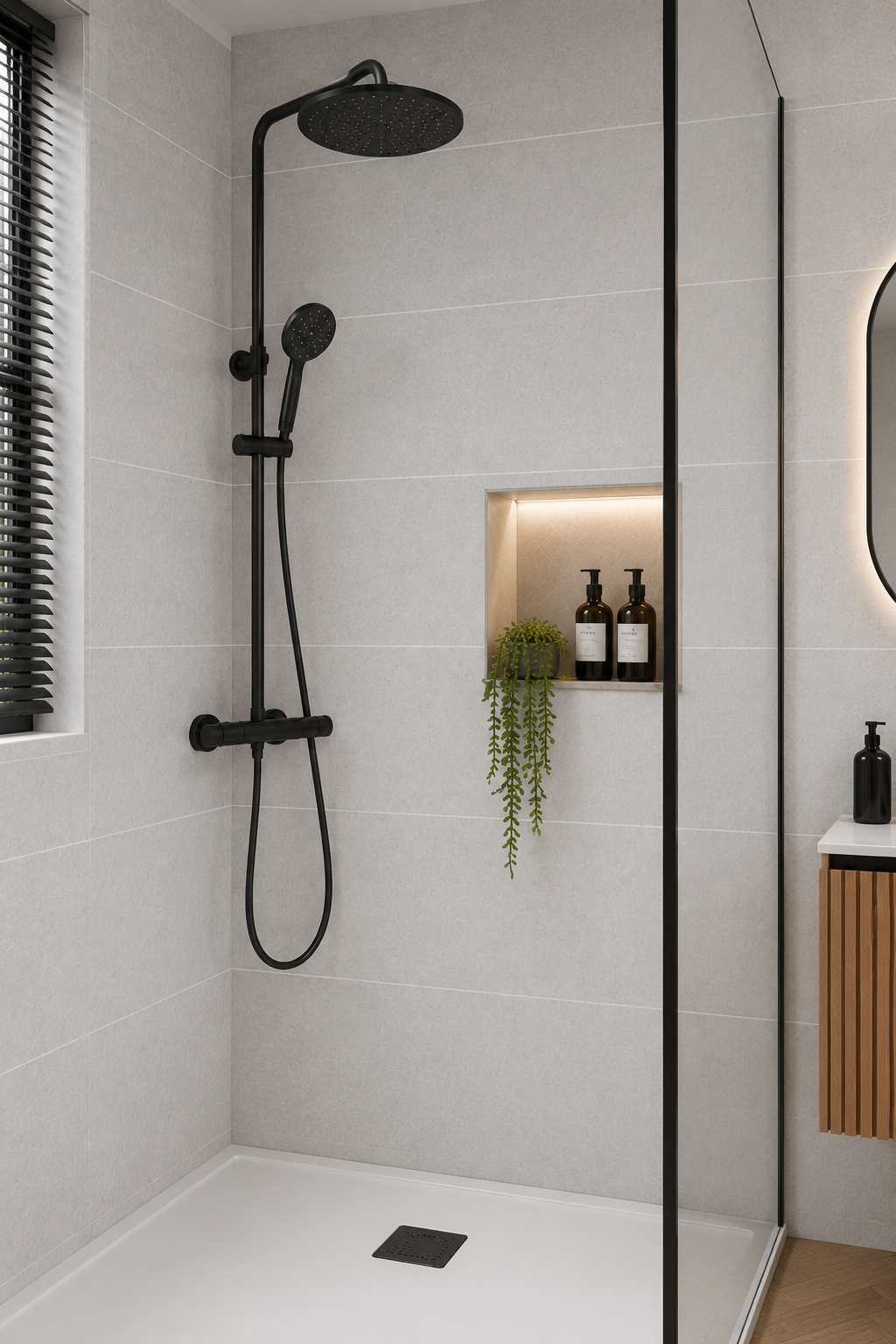 Concrete White Tile Effect Matt Finish PVC Kitchen Shower Wall Panel 2400mm x 600mm x 10mm