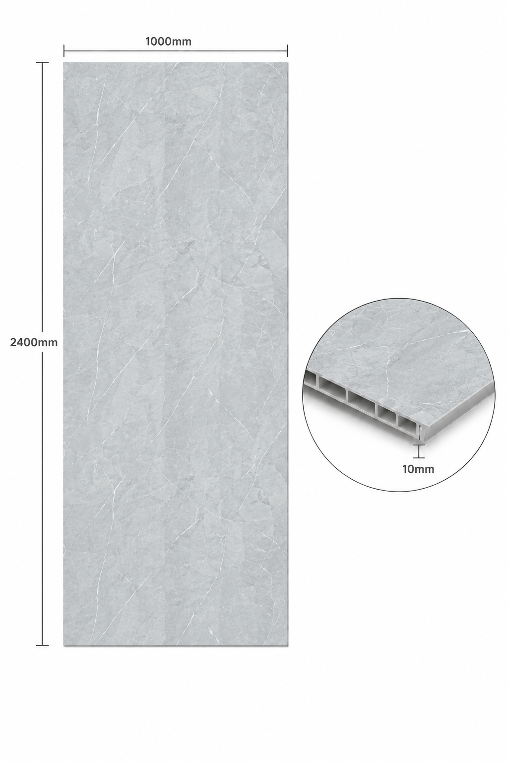 Deluxe Grey Slate Gloss PVC Kitchen Shower Wall Panel 2400mm x 1000mm x 10mm