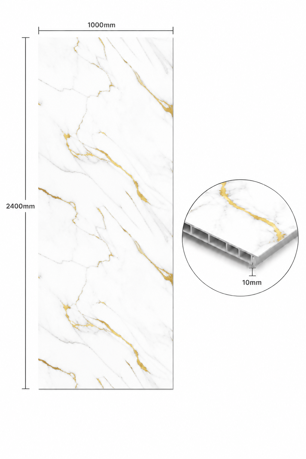 Deluxe Glided Gold Matt PVC Kitchen Shower Wall Panel 2400mm x 1000mm x 10mm