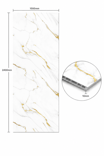 Deluxe Glided Gold Matt PVC Kitchen Shower Wall Panel 2400mm x 1000mm x 10mm