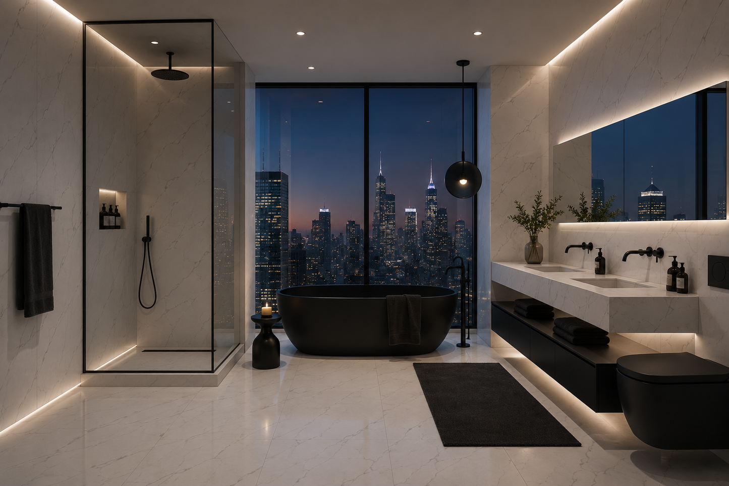 Deluxe Carrara White Marble Gloss Shower Kitchen Wall Panel 2400mm x 1000mm x 10mm
