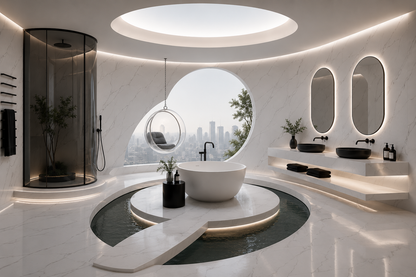 Deluxe Carrara White Marble Matt Shower Kitchen Wall Panel 2400mm x 1000mm x 10mm