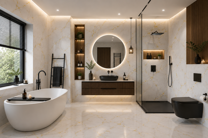Deluxe Glided Gold Gloss PVC Kitchen Shower Wall Panel 2400mm x 1000mm x 10mm