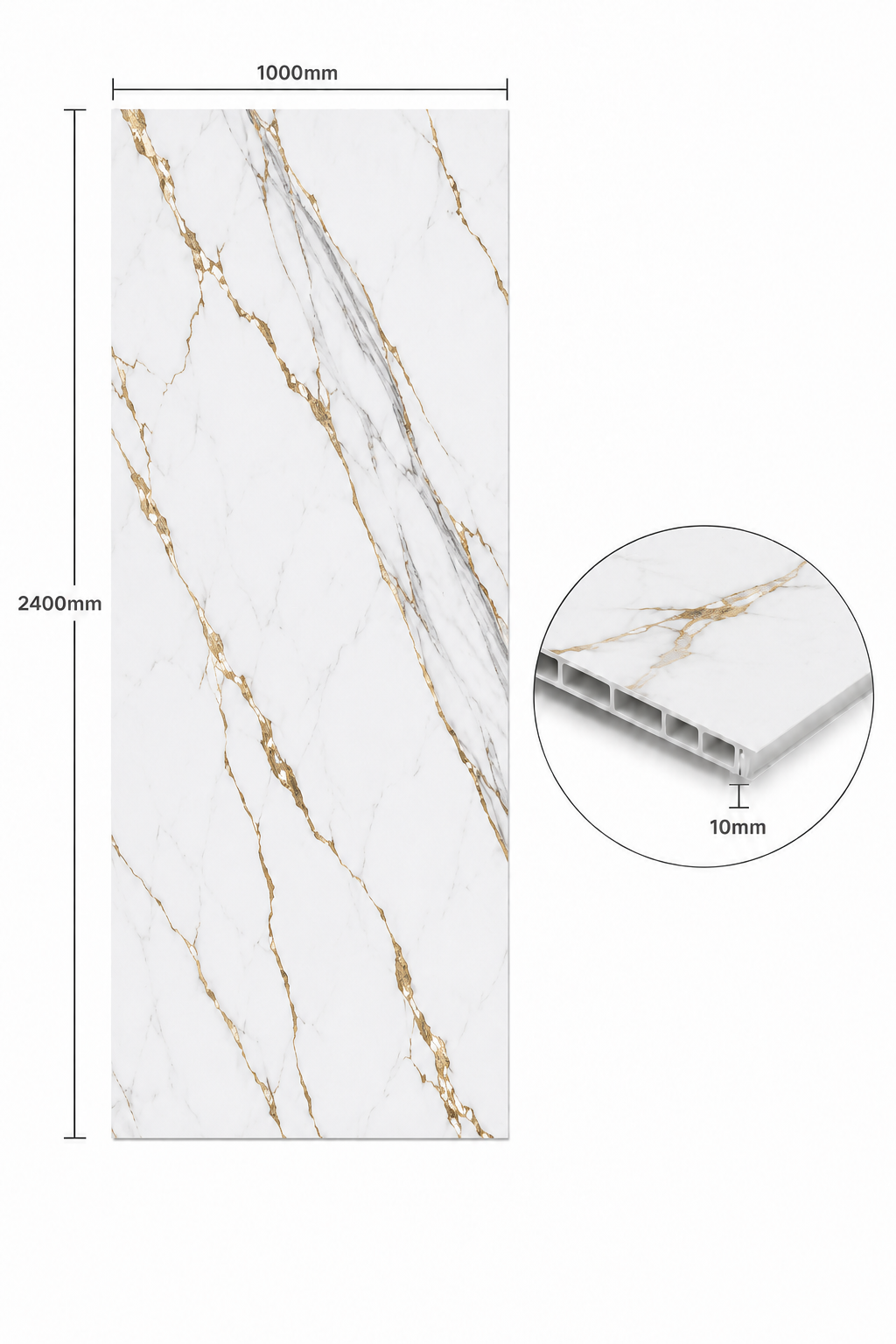 Deluxe Orian Gold Gloss PVC Kitchen Shower Wall Panel 2400mm x 1000mm x 10mm