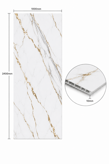 Deluxe Orian Gold Gloss PVC Kitchen Shower Wall Panel 2400mm x 1000mm x 10mm