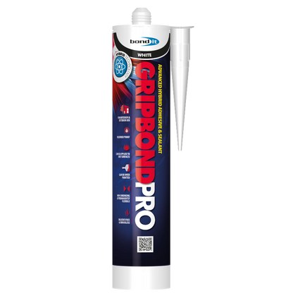 Gripbond Pro White - All-in-One Universal Hybrid Sealant and Adhesive - EU3 310 Millilitre Cartridge, 1 x Tube