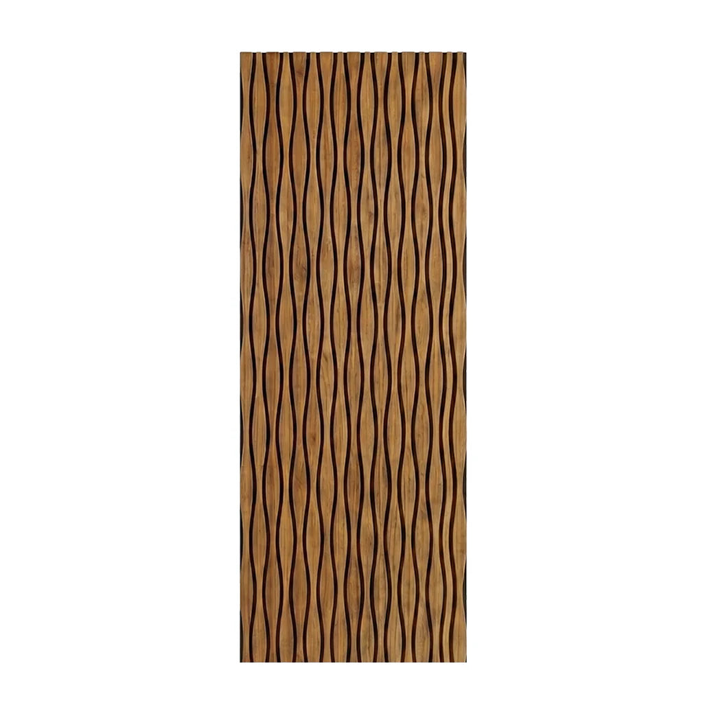Natural Oak Wavy Design Acoustic Slatted Wall Panel 2.4m x 0.6m