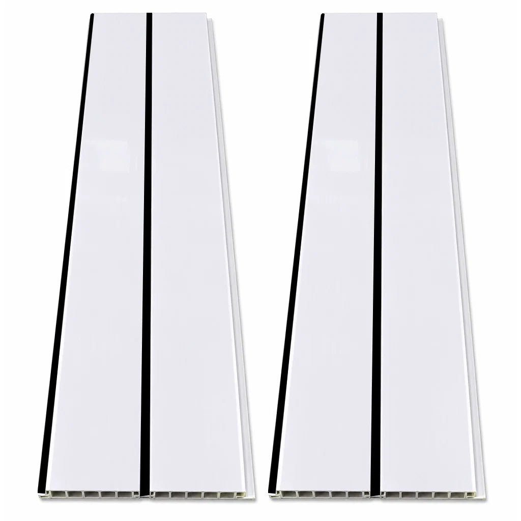 6 Pack 8mm White With Black Lines Gloss 2.7m Ceiling Cladding Panel